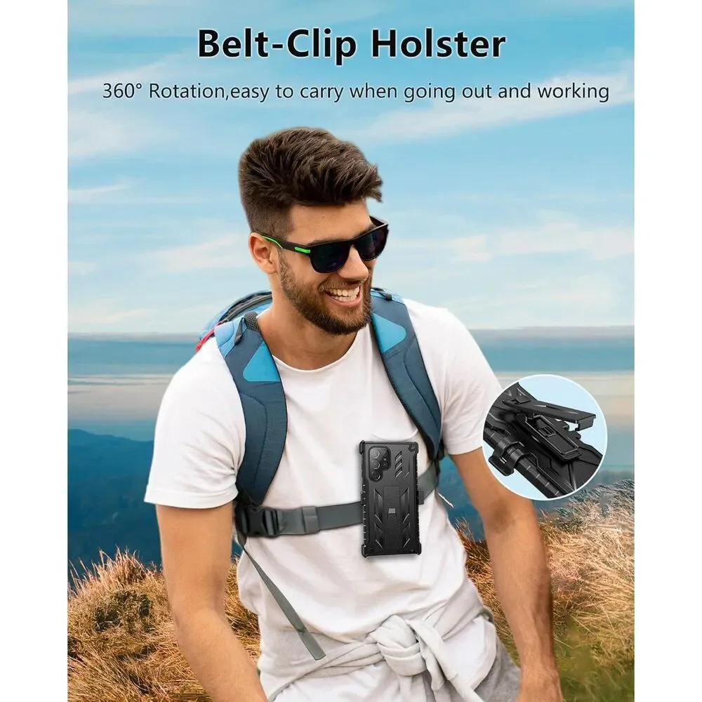 FNTCASE for Samsung Galaxy S22 Ultra Case Rugged Heavy Duty Belt Clip Holster